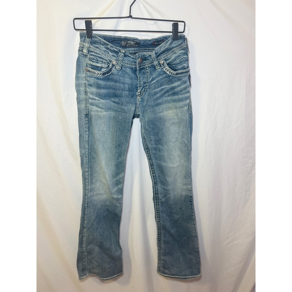 Vintage Y2K Silver Jeans Suki Bootcut 28 Medium Wash Contrast Stitch Western